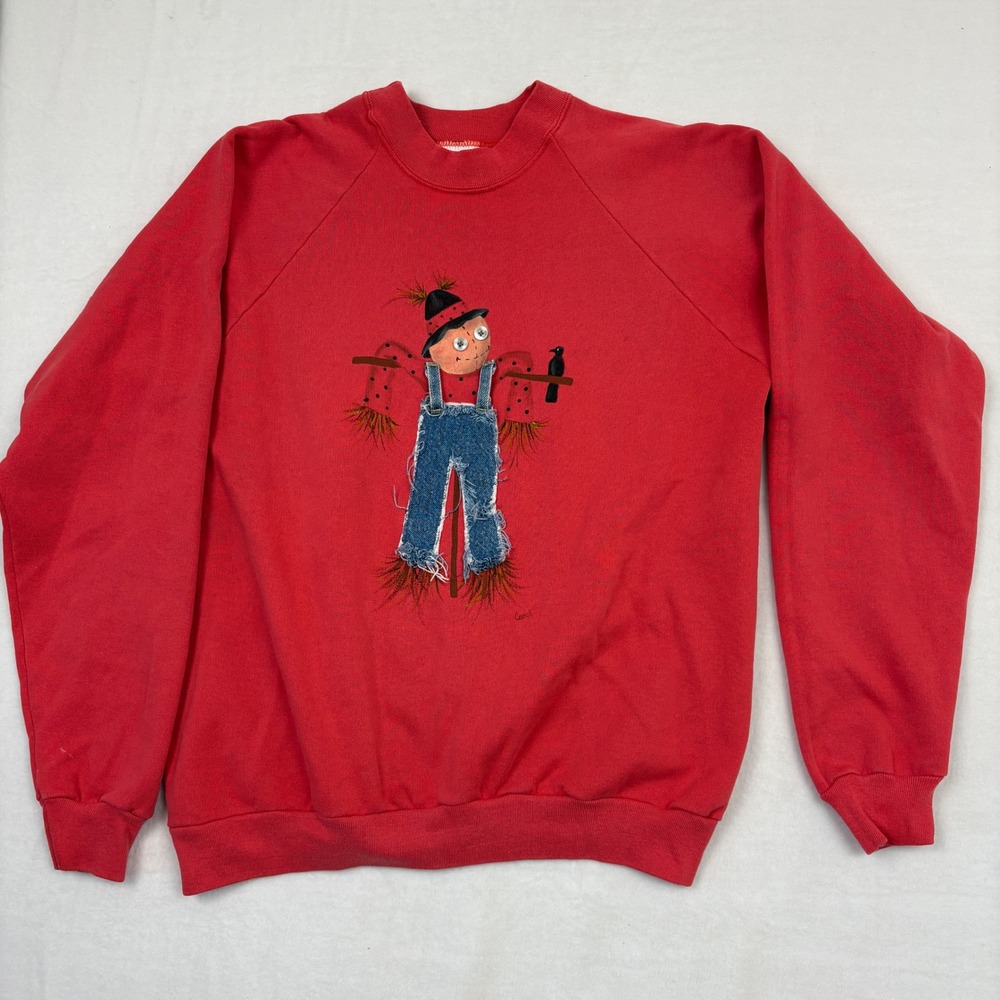 Vintage Sunbelt Sportswear Scarecrow Graphic Sweatshirt Red XL Made in USA